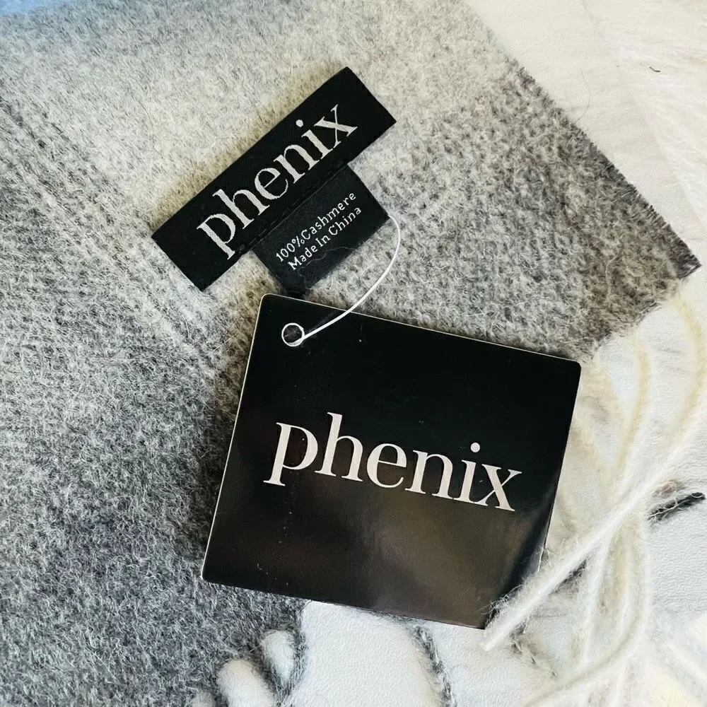 PHENIX Cashmere Mixed Weave Buffalo Plaid Scarf, Soft Luxurious, Blue Plaid, NWT